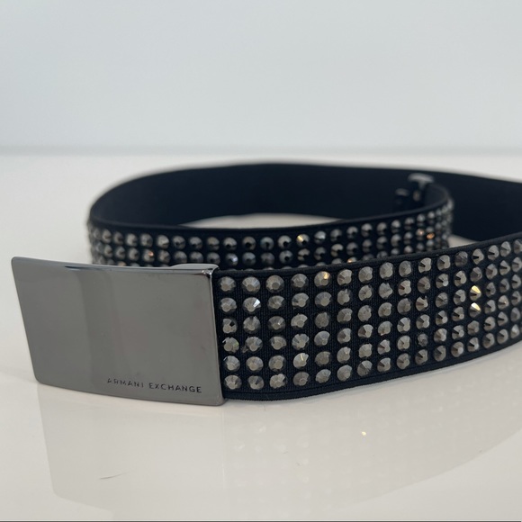 ARMANI EXCHANGE BLACK EMBELLISHED BELT NWOTS! main image 5